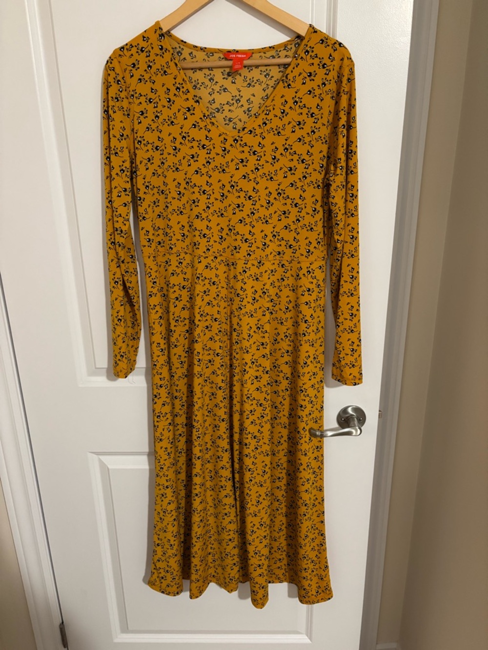 Joe Fresh Floral Long Sleeve Midi Dress